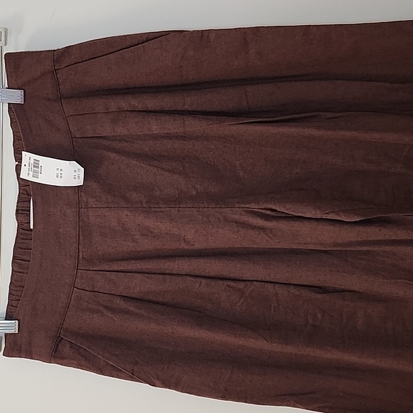 NWT Abercrombie&Fitch 53% Linen Pleated Wide Leg Pants Chocolote Brown Sz M - Picture 5 of 16